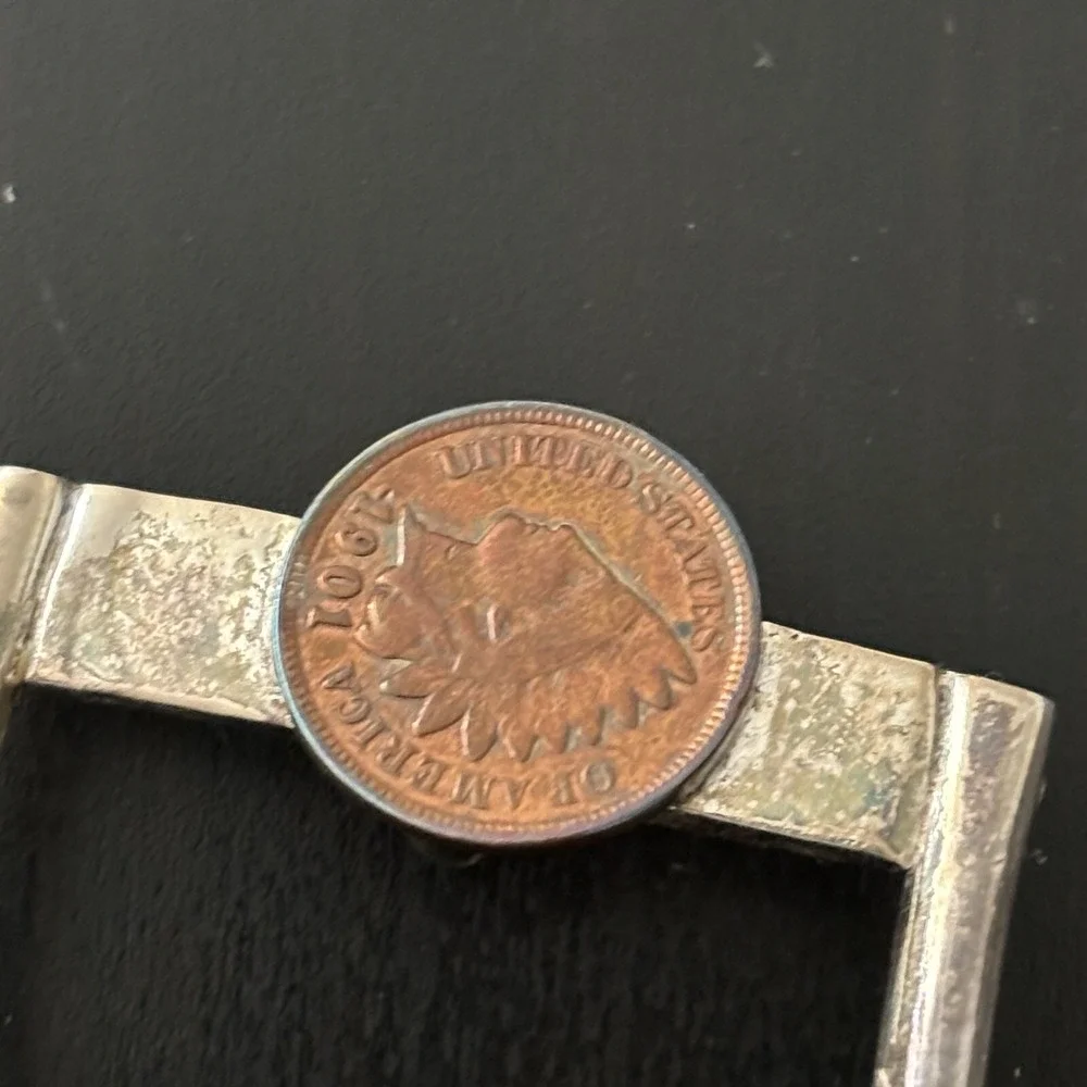 Wrangler Western Belt Embossed‎ Leather Buffalo Head Penny Buckle As Is Sz 42